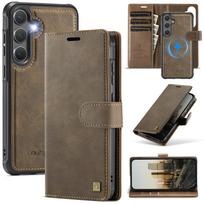 2 viename nuimamas magnetinis kortelių dėklas odinis dėklas Samsung S25 S26 Ultra S24 Plus FE Edge piniginei kortelių kišenė dangtelis Galaxy S26 ruda