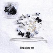 Smoked Plum Jam & Camellia Butterfly Nail Art Set with Bow, Pearl, and Fine Chain Accessories