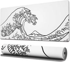 Gaming Mouse Pad Japanese Wave White Mouse Pad Extended XXL Mousepad AntiSlip Base Cool Large Mouse Pad Desk mat for office 800x300x2mm