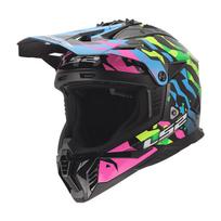 LS2 MX708 FAST II GROTESK BLUE PINK GREEN krosinis šalmas M