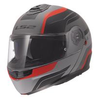 LS2 FF908 STROBE II MONZA BLACK GREY RED modulinis šalmas S