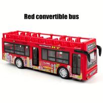 Double Decker Sightseeing Bus Model Diecast Pull Back Vehicles Toy Inertia Car City Tour Bus Door Open Light Sound Toys for Boys
