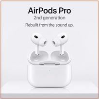 Apple AirPods Pro 2 Wireless Bluetooth Earphones One Tap Auto Pair Deep Bass Comfort Silicone Ear Tips Portable Charging Stereo Headset balta