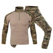 Mens Tactical Camo Combat Uniform Set Long Sleeve Military Style Outdoor Training Suit S Waist 30in gray