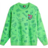 Li Ning X Disney Collaboration Hugging Dragon Series Printed Round Neck Pullover Comfortable Loose Knit Sweater Unisex sweater Secret-Green AMBU212-4 M