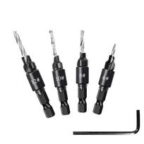 Titanium-Plated Hex Shank Countersink Drill Bit Set for Woodworking Hole Enlarging