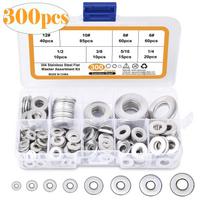 225Pcs304 stainless steel enlarged flat gasket set 300pcs inch flat gasket O-type gasket flat gasket 300Pcs imperial system