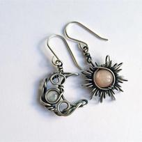 Boho Women ESun Moon Dangle Moonstone Asymmetric Hook Earrings 1 pair
