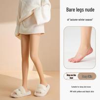 Double-Layer Fleece-Lined Black Stockings: Sheer Nude Button-Style Leggings for Autumn/Winter Women Outer Layer Replacement