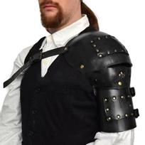 Vikinges Pu Leather Single Pauldron Shoulder Armors,Medieval Knight Shoulder Armors for LARP/Cosplays juoda