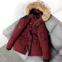 Žieminė striukė Vyriška Parkas Storas šiltas paltas Vyriškas kailinis striukė su gobtuvu Vienspalvis Parka paltas Vyriški viršutiniai drabužiai S raudona