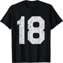 Jersey Uniform Number #18 Athletic Style Sports Graphic T-Shirt XXXL juoda