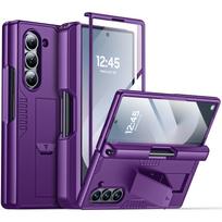 for Samsung Galaxy Z Fold 6 Phone Case With S Pen Holder, Hidden Stand, Screen Protector, Sturdy Shockproof Protective Case-Blue violetinė