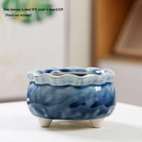 Kūrybiškas keramikinis sultinio vazonas su ledo įtrūkio glazūra, pralaidus dizainas ir drenažo skylutės Ceramic gray