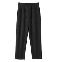 Women's Trendy Loose Straight-Leg Cotton Sweatpants - Casual European & American Style for All Seasons 5XL juoda