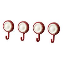 4PCS Sticky Hook with 360° Rotation Design Hook Strong Adhesive Stable Base Wall Hook for Towels Clothes Kitchen Utensils raudona