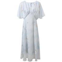 Sancai 2026 Summer New Chinese Style Printed Chiffon Long Dress S