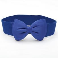 Wide Elastic Waistband Belt with Hidden Snap Closure Adjustable Stretch Bow Tie Accent for Women and Girls One Size