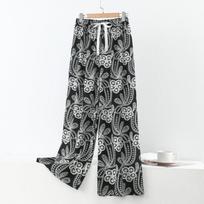 Summer Women's Floral Print Rayon Wide Leg Pants Lightweight Casual Loose Loungewear Stylish Outdoor Long Pajama Trousers M
