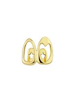 Double Tooth Grills with Intricate Heart-shaped Patterns Millennium Hip-hop Minimalist Style Unissed-sized Dental Jewelry