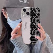 Vintage Elegant Black Lace Phone Case For Xiaomi Redmi Note 15C 14 13 12 12S 12C 11 13C A1 A2 A3 Pro Plus 4G 5G soft TPU Cover Redmi Note 12S 4G white