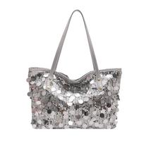 Women's Sequin Tote Bag Large Capacity Glitter Shoulder Bag Shiny Evening & Party Handbag Daily Commute Underarm Bag sidabras