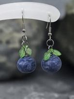 1 Pair Cute & Fun Realistic Blueberry Earrings, Suitable For Women's Everyday Or Vacation Outfits mėlyna