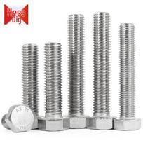 HESDIGE JG-646 304 Stainless Steel Full Thread Hex Bolt M8x30mm