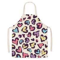 Cartoon Heart Pattern Linen Apron - Adult & Child Sleeveless Waist Apron for Household Chores Children's One Size