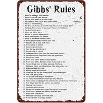 Gibbs Rules Metal Tin Sign Piring Positive Quotes Wall Decor Retro Poster Tin Painting for Cafe Bar Living Room Bathroom Kitchen Home Art Wall 20X30CM