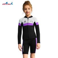 DIVESAIL 2.5mm Kids Girls Neoprene Wetsuit Snorkeling Diving Surfing Sailing Warm Thermal Protection Small violetinė