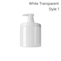 Didelės talpos 500/1200 ml buteliukas su pompa, skaidrus, daugkartinio užpildymo, dušo buteliukai, platus kakliukas, PET, dušo muilo dozatorius white