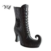 Decorative Mantel Ornament Gothic Witch Boot Vase, Halloween Table Centerpiece Black Spider Web Plastic Floral Arrangement Stand High Heel, juoda