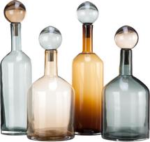 Polspotten Stiklinės dekoracijos Bubbles and Bottles, konjako spalvos, 4 dalių rinkinys