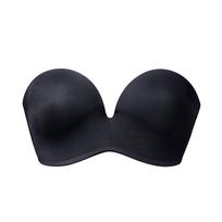 Strapless Plus Size Push-up Bra D Cup Sexy Tube Top Invisible Bra 34/75C juoda
