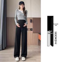 Plus Size Maternity Wide-Leg Jeans with Abdominal Support - Fleece Lined, Thickened, and Floor-Length for Autumn/Winter. XL