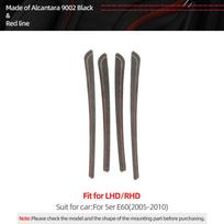 For BMW E60 Series 5 Car Door Side Panel Strips Trim Made of Alcantara Performance 4pcs Sticker Car Interior Tuning Accessories raudona