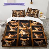 Yorkshire Chihuahua Pattern Bedding Quilt Set Quilt Cover Pillowcase Home Decoration Gift (1 * duvet cover + 2 * pillowcase, without core) 135x200cm