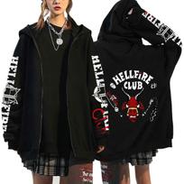 Hellfire Club Zip Up Hoodies Casual Men Women Hooded Sweatshirts Hip Hop Streetwear Zipper Jacket Y2K Coats XS juoda
