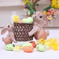 Easter Bunny Carrying Basket Resin Home Decor Ornament One Size ruda