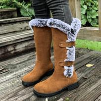 Knee High Boots For Women Wide Calf Suede Plush And Warm Women'S Long Boots Fashionable And Casual Thick Heel Shoes For Woman 36 ruda
