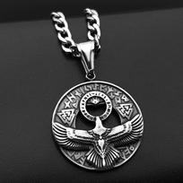 Vintage Nordic Viking Runes Odin Eagle Pendant Necklace for Men Stainless Steel Silver Color Norse Mythology Jewelry Gift