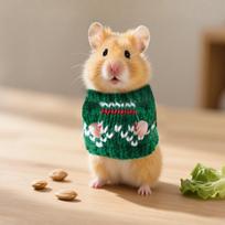 Christmas Knit Sweater for Hamster, Syrian Hamster, Rat, Small Pet Photo Costume one size armijos žalia spalva