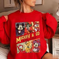Mickey Mouse Disney Vintage Print Long Sleeve Shirt Women Casual Top Crewneck Sweatshirt Pullover Streetwear Sweater Y2k Autumn S