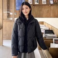 Fake two-piece knitted hooded down cotton clothes women's winter clothes new short fashion bread clothes thick jacket tide M juoda
