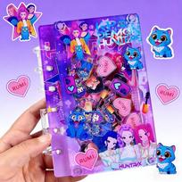 Kpop Demon Hunters Acrylic Notebook Binder Anime Pattern Stationery Supplies Back To School Gifts A7 Kid Friendly Entertaining Fun Play Safe 2 blue