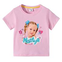Children's Cute Nasteja Show Clothes Fun Cool Summer T-Shirt Children's Tops Girls' Clothing 100
