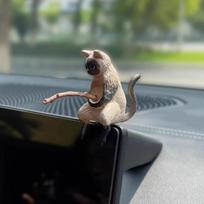 Funny Fishing Cats Figurine Safe Dashboard Display Resin Automotive Interior Decoration Rearview Air Outlet Pendant
