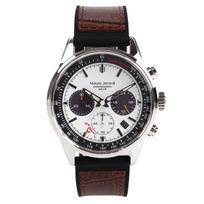 Solar Chronograph Watch 10 ATM Water Resistant Silicone Brown Leather Strap [Mauro Gerardi] MJ063-2 Men's &