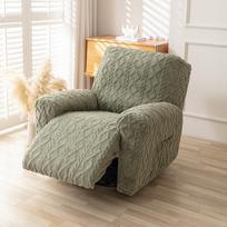 Reversible Jacquard Soft Cotton Velvet Sofa and Recliner Cover, High Elasticity, Oversized. 4-Piece Set for Single Seat (Oversized) žalia